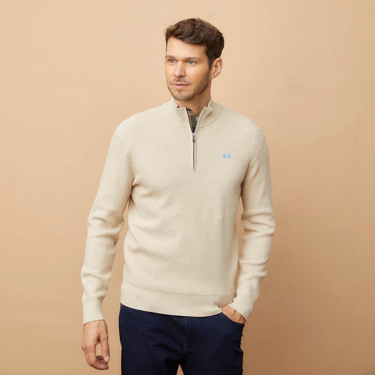 LA MARTINA - Sweater Mid Zipper Algodón Hombre La Martina