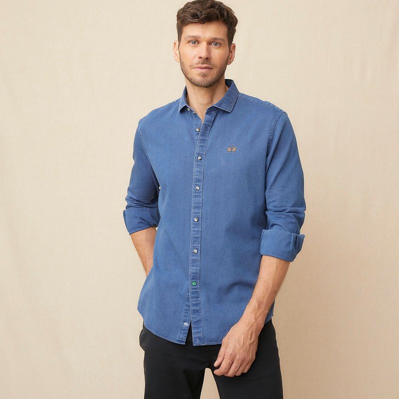 LA MARTINA - Camisa Manga Larga Sport Denim Regular Fit Hombre La Martina