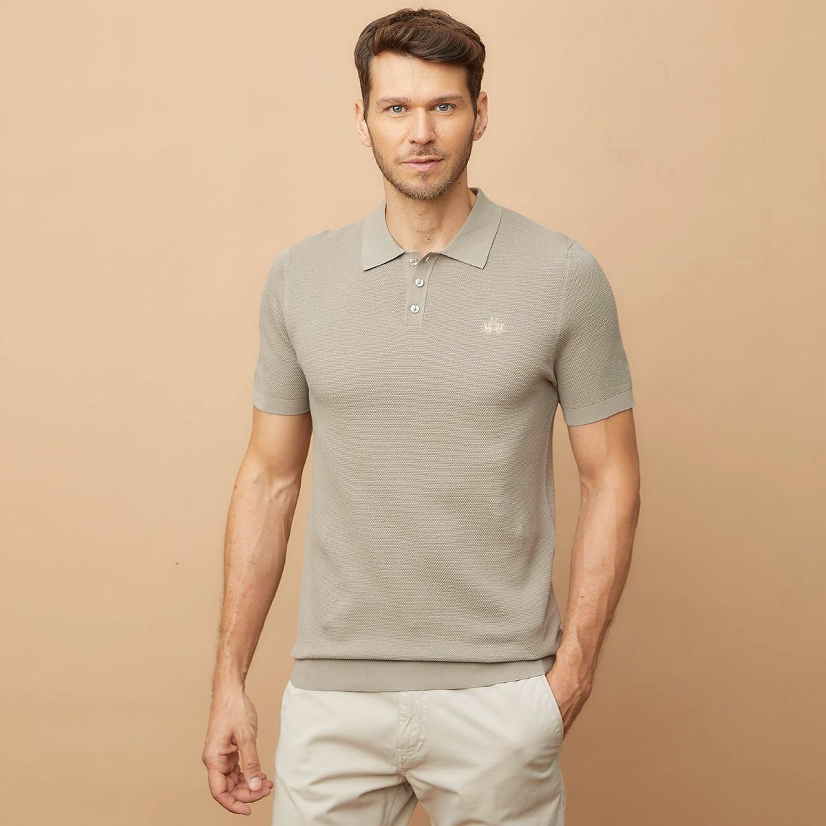 LA MARTINA - Polera Piqué Manga Corta Wafle Algodón Hombre La Martina