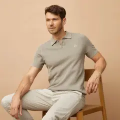LA MARTINA - Polera Piqué Manga Corta Wafle Algodón Hombre