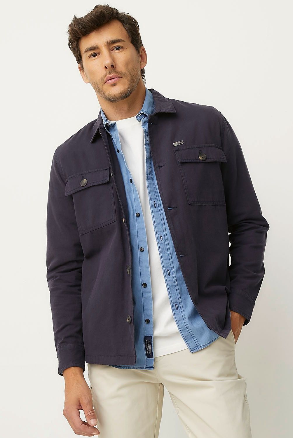 UNIVERSITY CLUB - Sobrecamisa Casual Hombre University Club Algodón Manga Larga