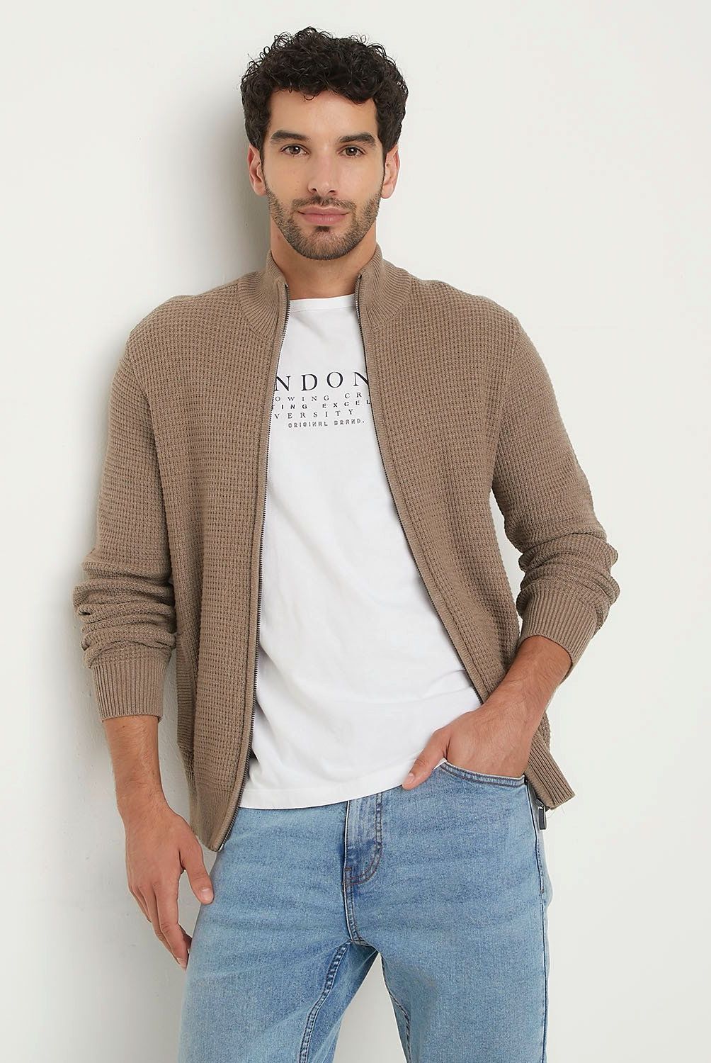 UNIVERSITY CLUB - Sweater Con Cierre Algodón Hombre University Club
