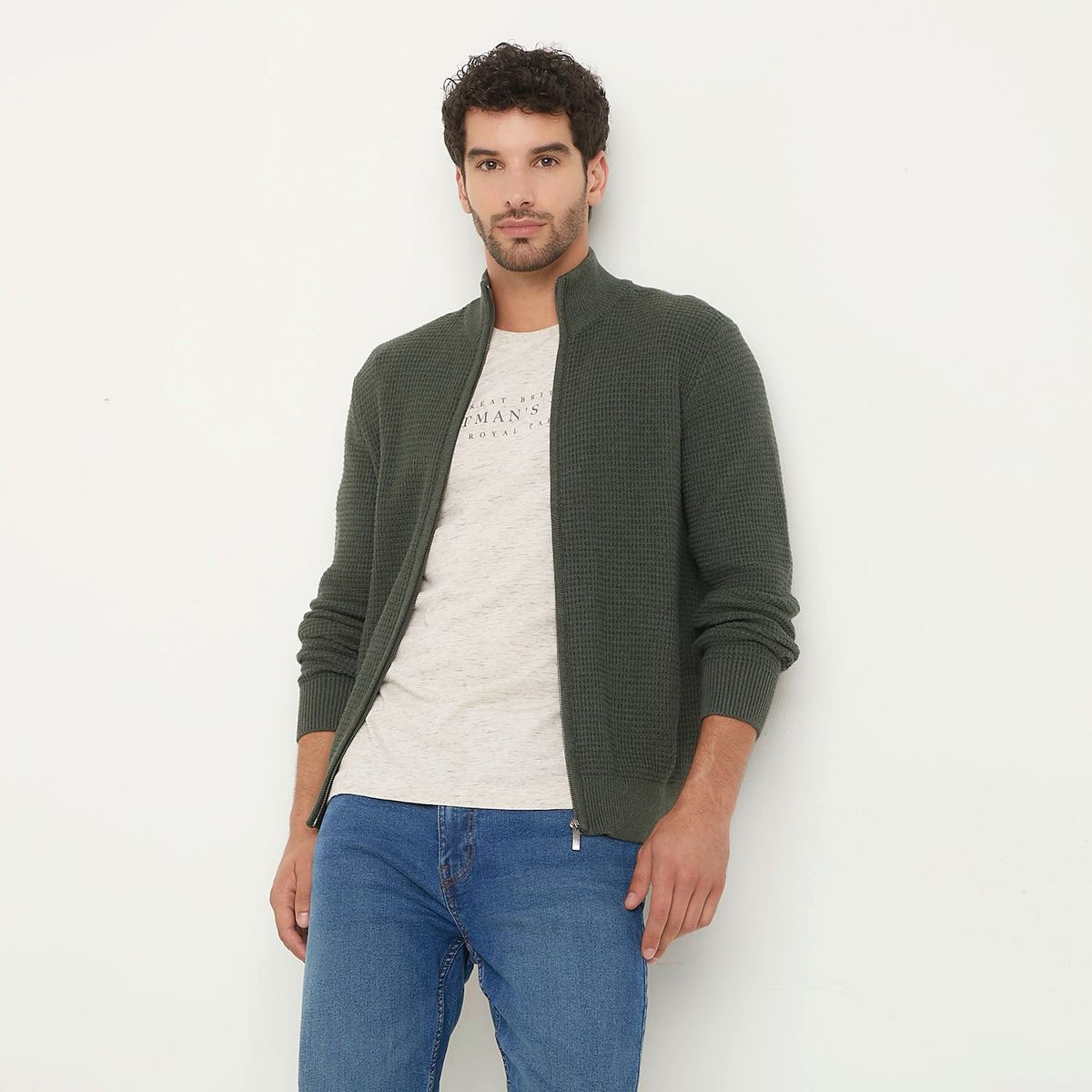 UNIVERSITY CLUB - Sweater Con Cierre Algodón Hombre University Club