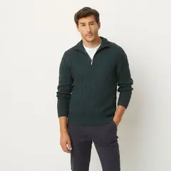 UNIVERSITY CLUB - Sweater Tejido Trenzado Con Cremallera Hombre