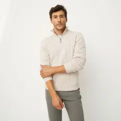 UNIVERSITY CLUB - Sweater Tejido Trenzado Con Cremallera Hombre