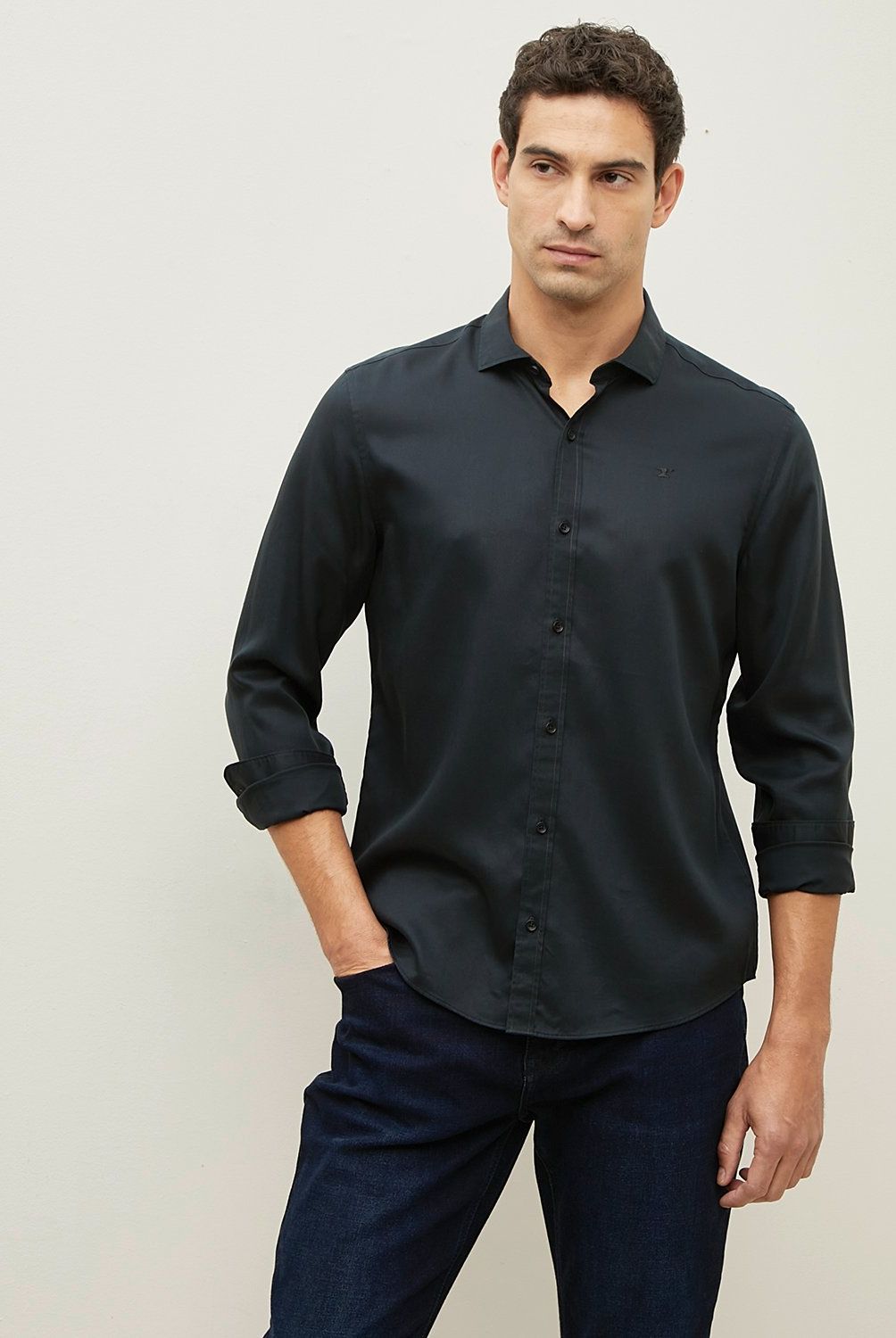WOLF&HANK - Camisa Casual Hombre Wolf&Hank Regular Fit Tencel Manga Larga