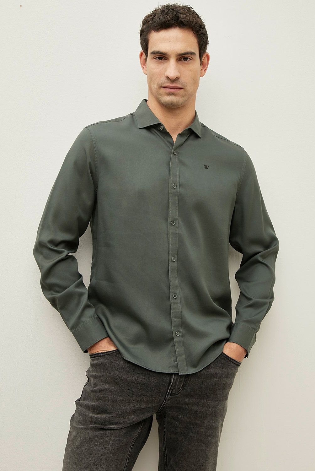 WOLF&HANK - Camisa Casual Hombre Wolf&Hank Regular Fit Tencel Manga Larga