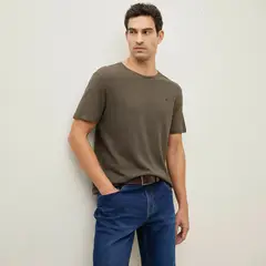 WOLF&HANK - Polera Manga Corta Algodón Lino Hombre Casual