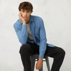 BEARCLIFF - Camisa Manga Larga Casual Hombre