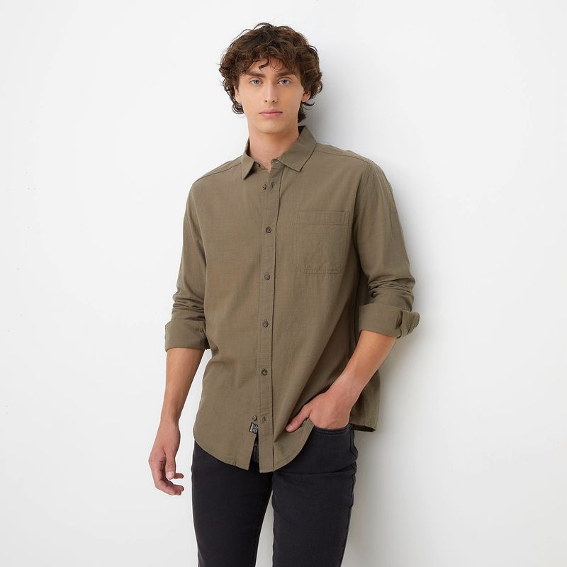BEARCLIFF - Camisa Casual Manga Larga Bearcliff Algodón Hombre Regular Fit