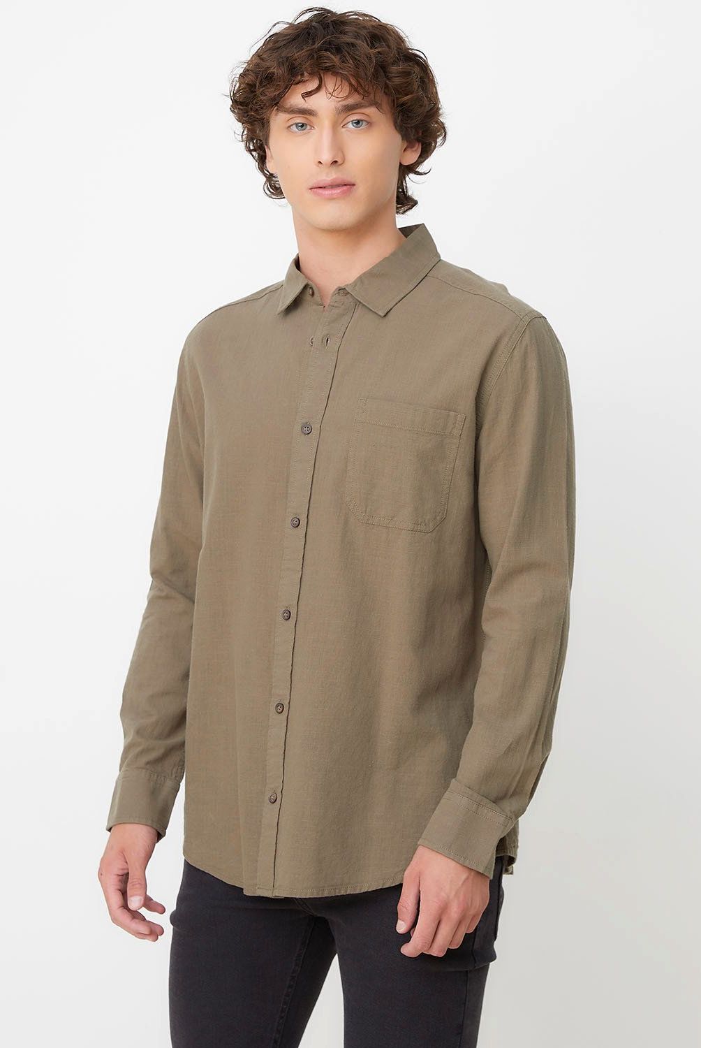 BEARCLIFF - Camisa Casual Manga Larga Bearcliff Algodón Hombre Regular Fit