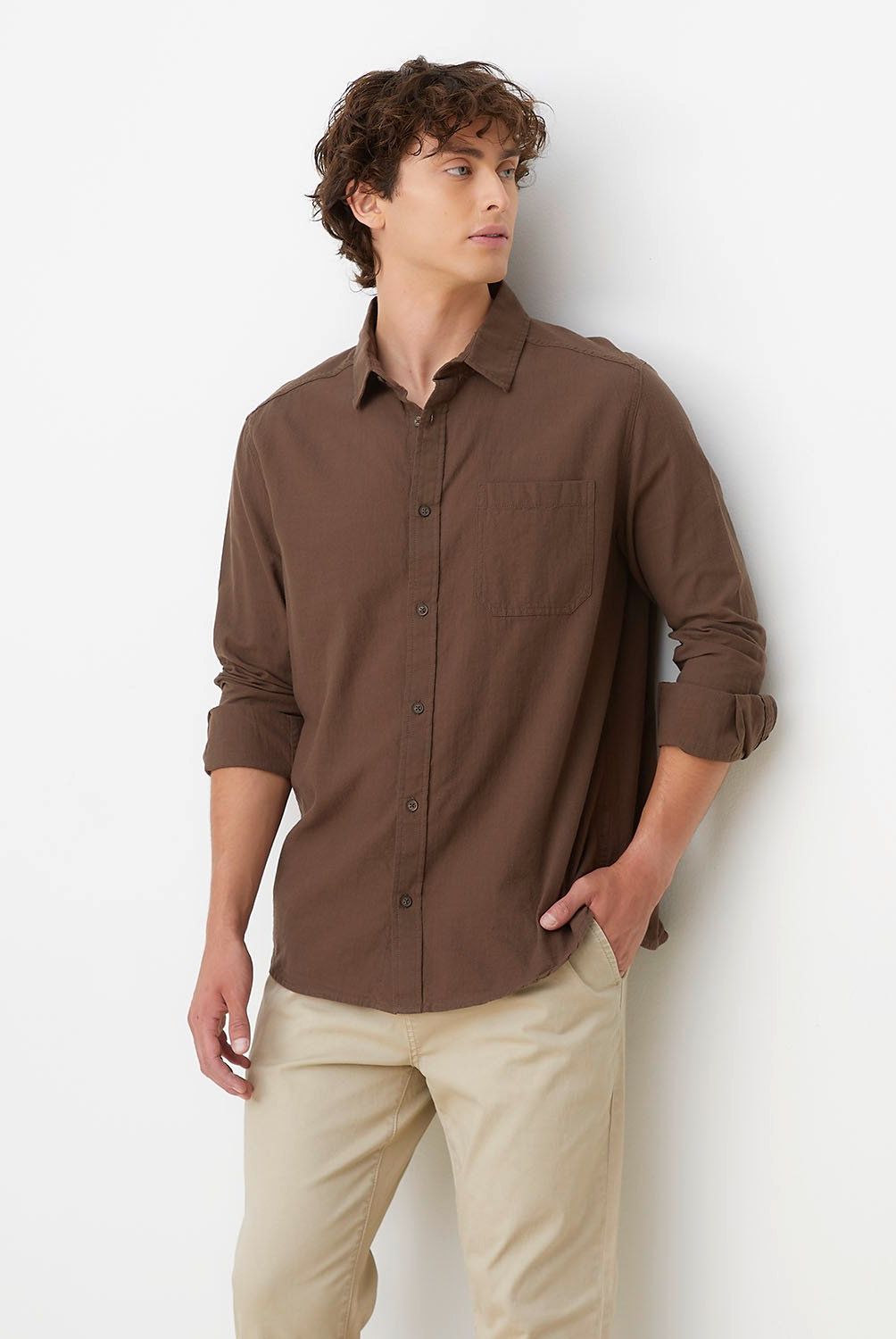 BEARCLIFF - Camisa Casual Manga Larga Bearcliff Algodón Hombre Regular Fit