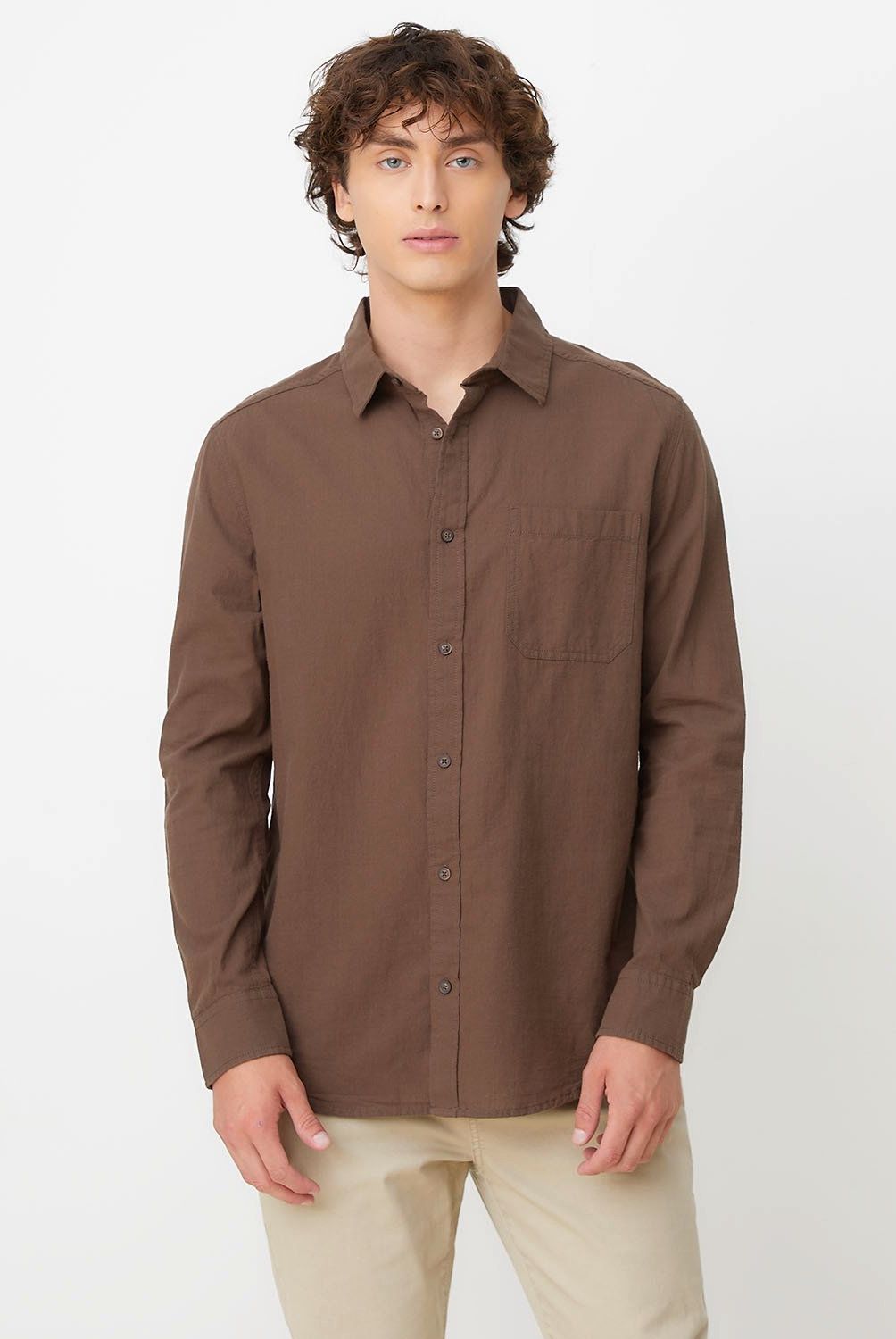 BEARCLIFF - Camisa Casual Manga Larga Bearcliff Algodón Hombre Regular Fit