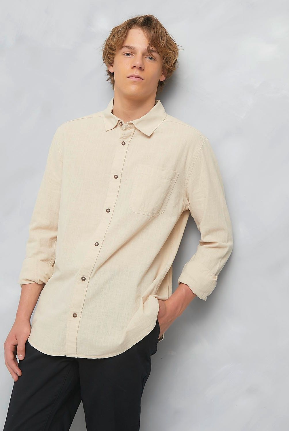 BEARCLIFF - Camisa Casual Manga Larga Bearcliff Algodón Hombre Regular Fit