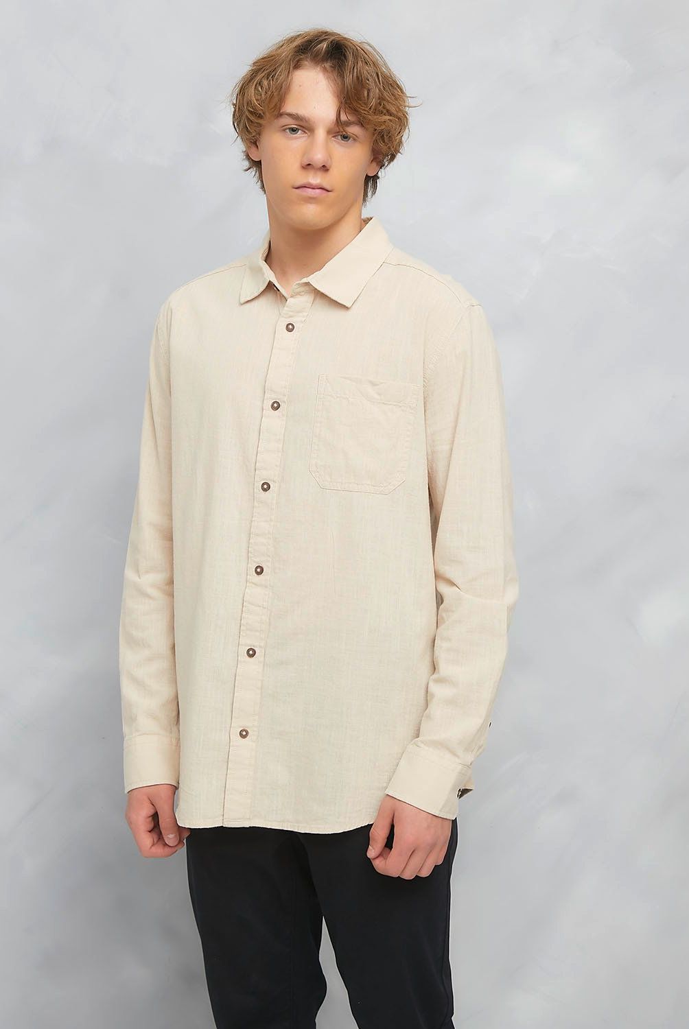 BEARCLIFF - Camisa Casual Manga Larga Bearcliff Algodón Hombre Regular Fit