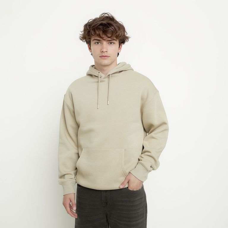 Polerón Canguro Relax Fit Algodón Hombre · Beige