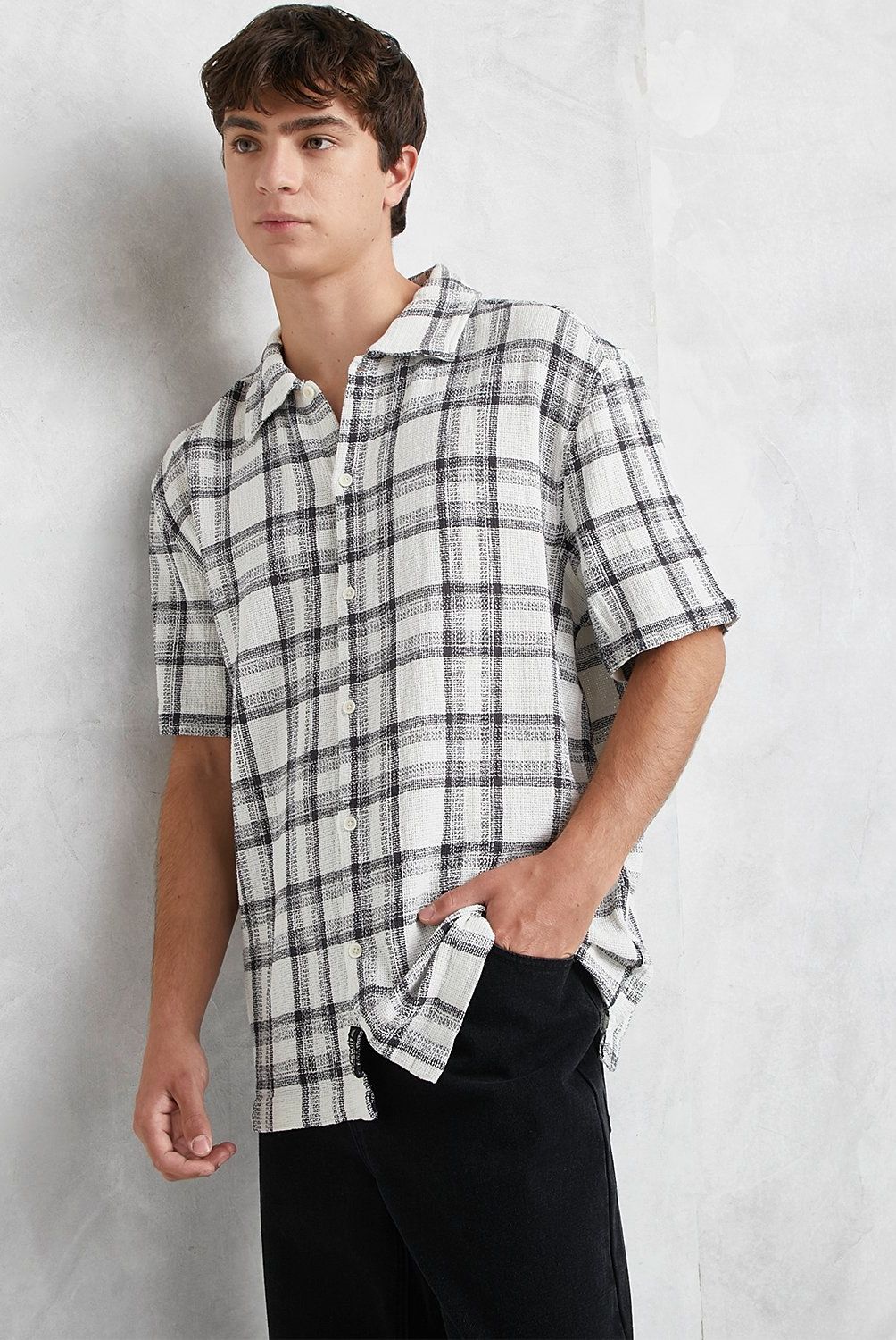 BEARCLIFF - Camisa Casual Manga Corta Algodón a Cuadros Bearcliff Hombre