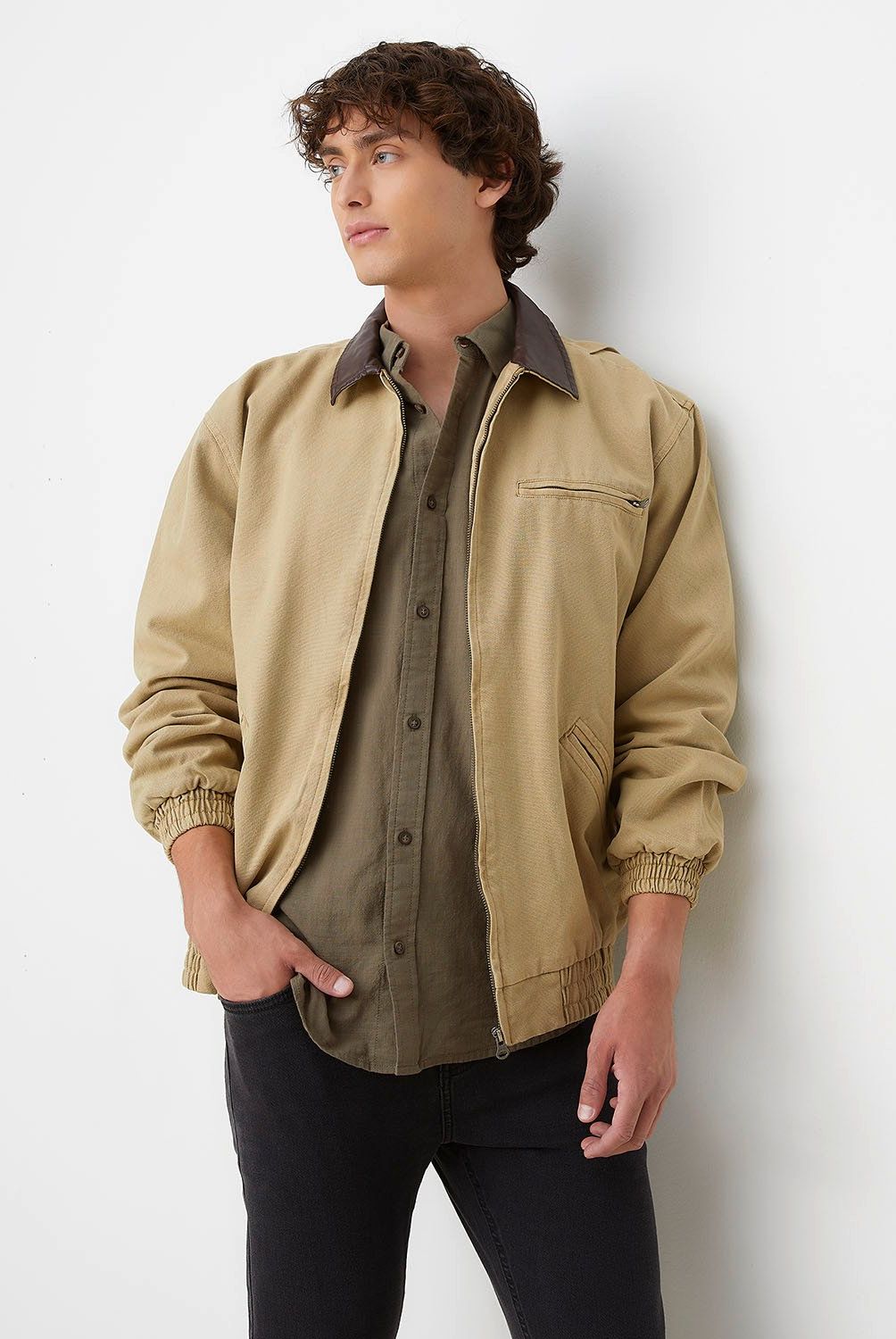 BEARCLIFF - Chaqueta Casual Algodón Wax Hombre Bearcliff Cuello Clásico