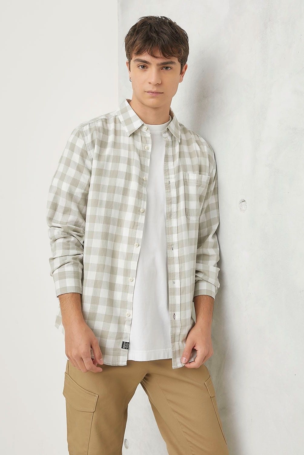 BEARCLIFF - Camisa Casual Manga Larga Algodón Hombre Bearcliff