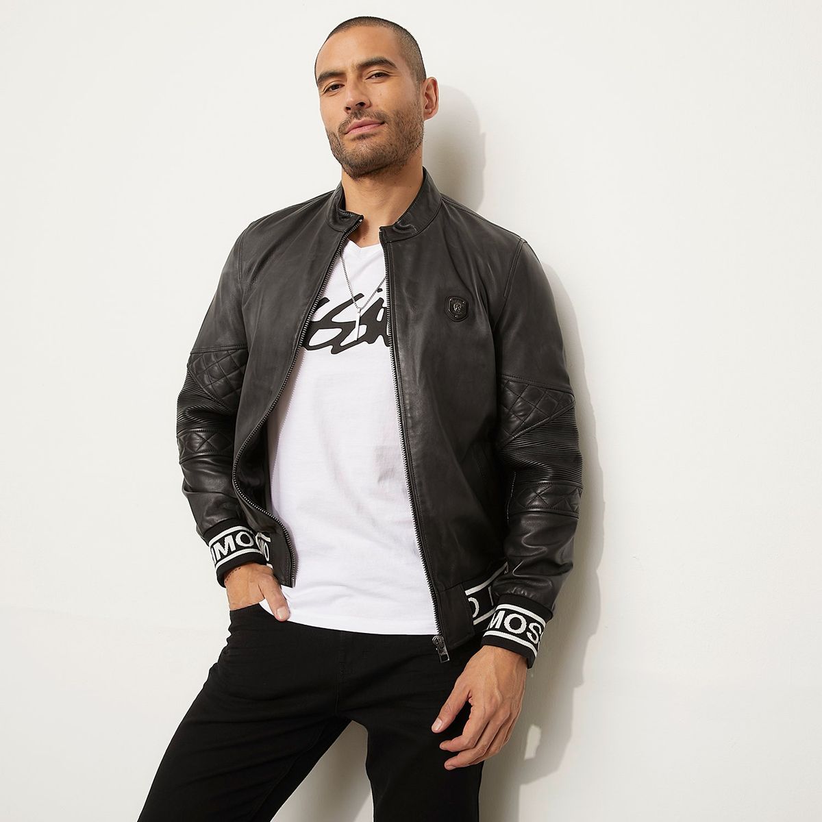 MOSSIMO - Chaqueta De Cuero Hombre Mossimo