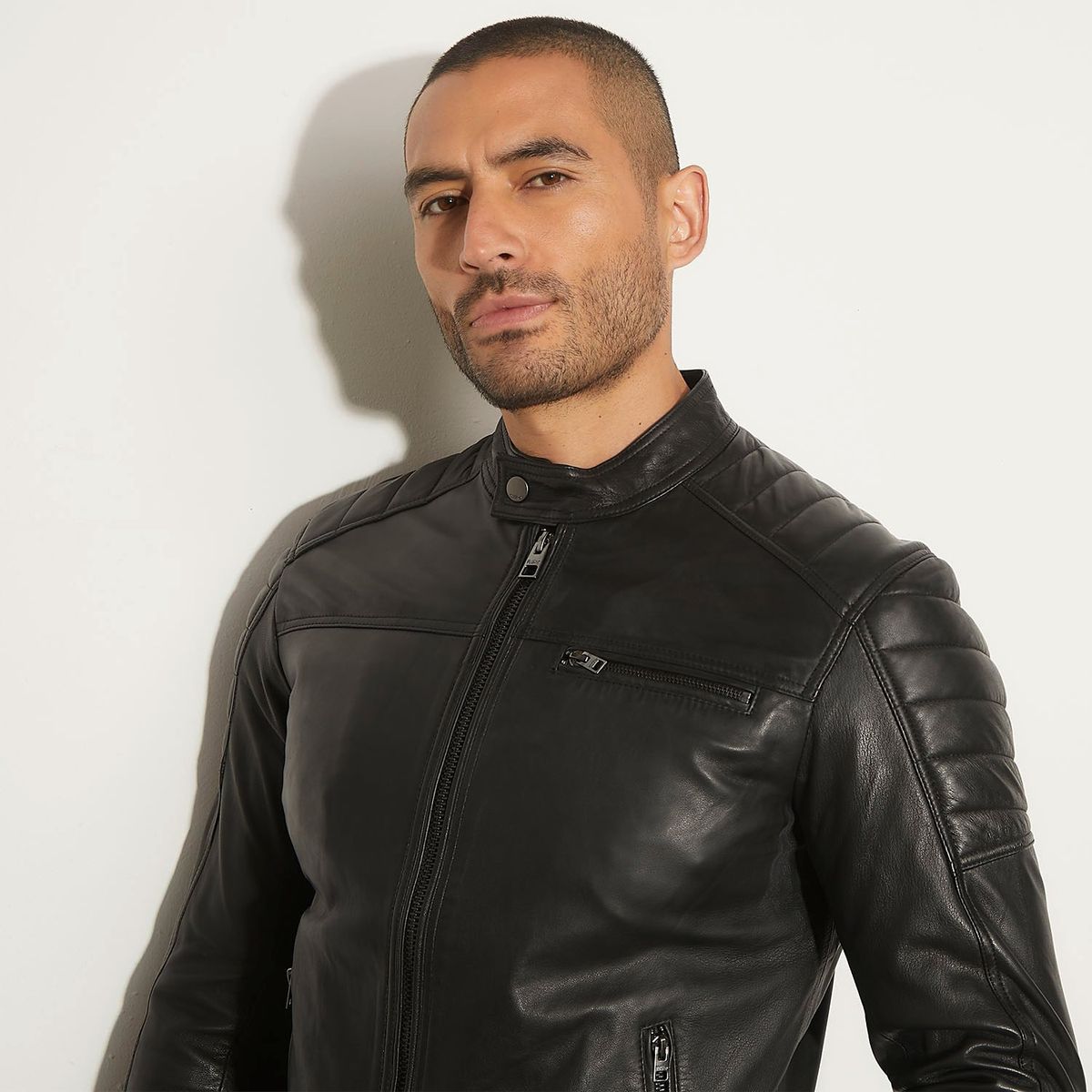 MOSSIMO - Chaqueta De Cuero Biker Hombre Mossimo