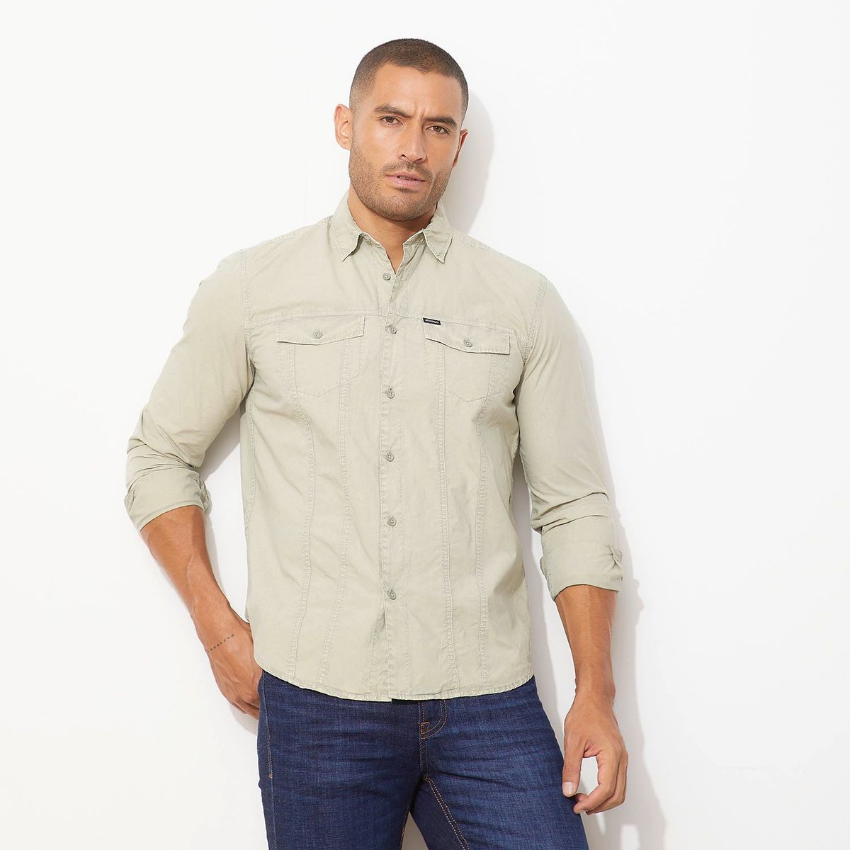 MOSSIMO - Camisa Manga Larga Regular Fit Algodón Hombre Mossimo