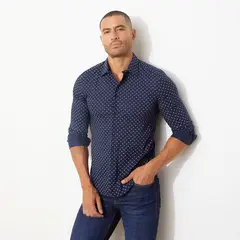 MOSSIMO - Camisa Manga Larga Slim Fit Print Algodón Hombre