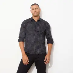 MOSSIMO - Camisa Manga Larga Slim Fit Print Algodón Hombre