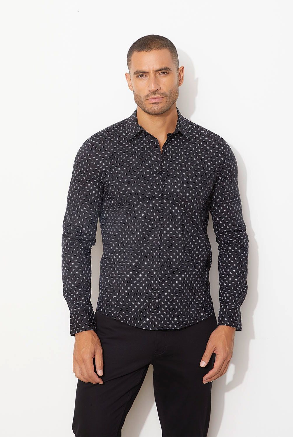 MOSSIMO - Camisa Manga Larga Slim Fit Print Algodón Hombre Mossimo