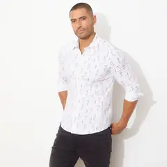 MOSSIMO - Camisa Manga Larga Slim Fit Print Algodón Hombre