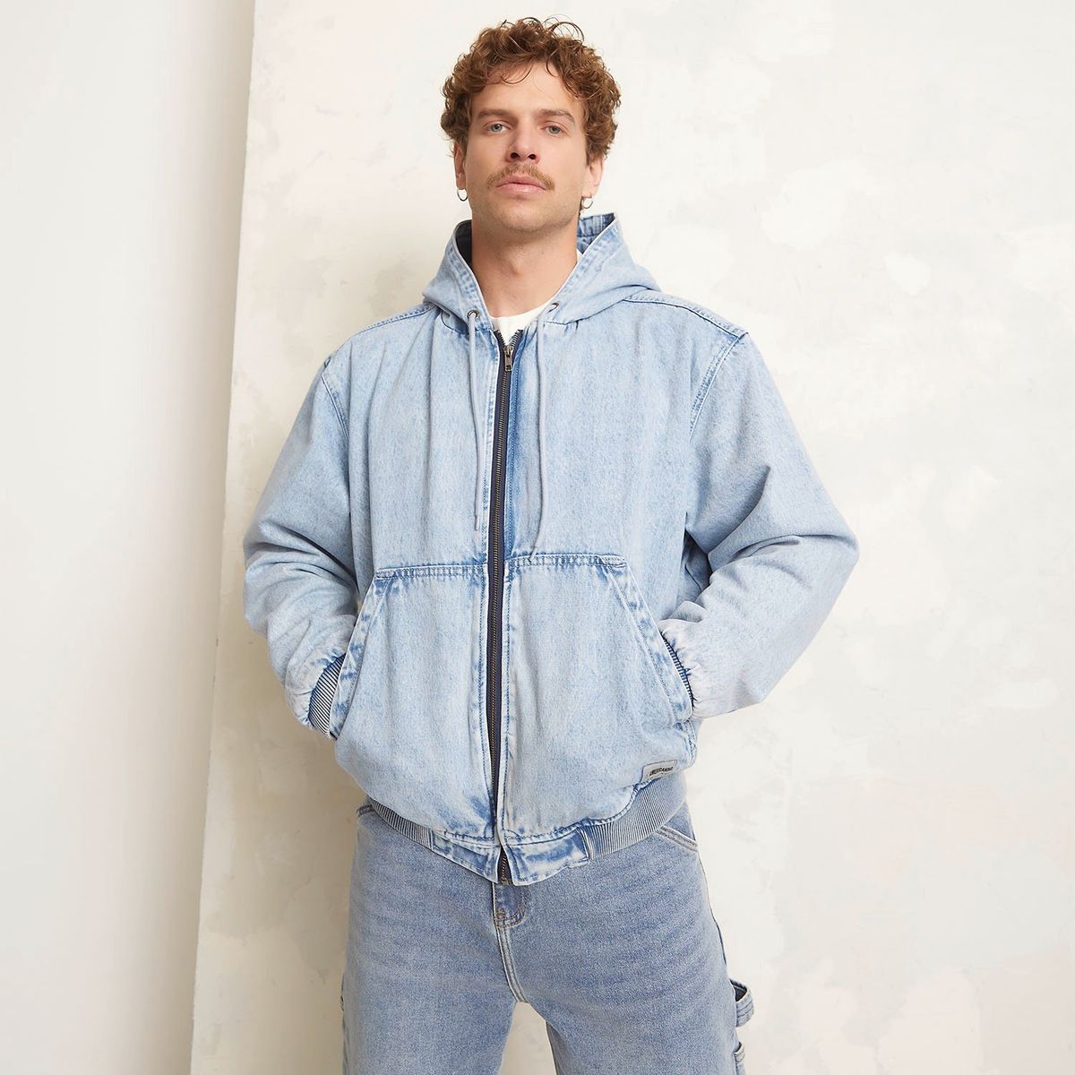 AMERICANINO - Chaqueta Denim Algodón Americanino Cierre Metálico y Gorro Hombre