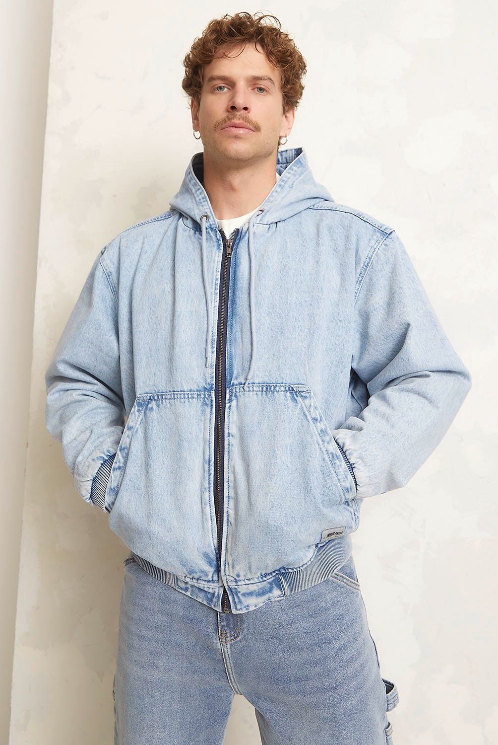 AMERICANINO - Chaqueta Denim Cierre Metálico Y Gorro Hombre Americanino