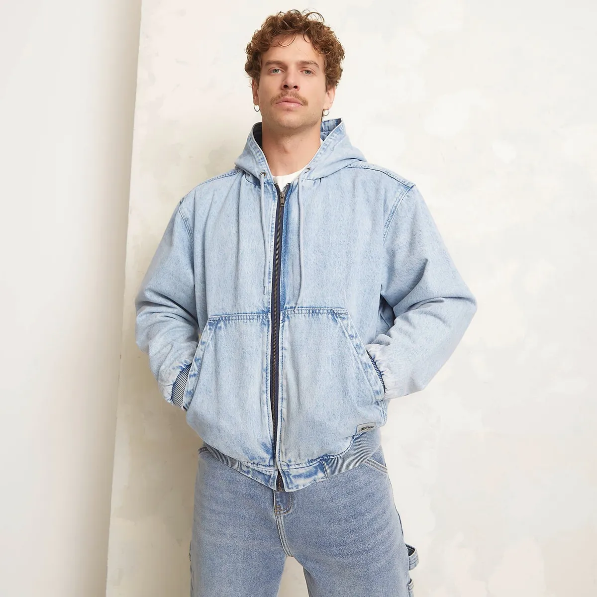 AMERICANINO - Chaqueta Denim Algodón Americanino Cierre Metálico y Gorro Hombre