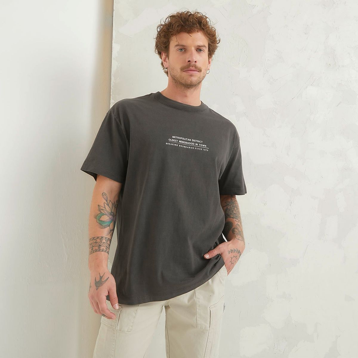 AMERICANINO - Polera Americanino Manga Corta Regular Fit Hombre Algodón Estampada