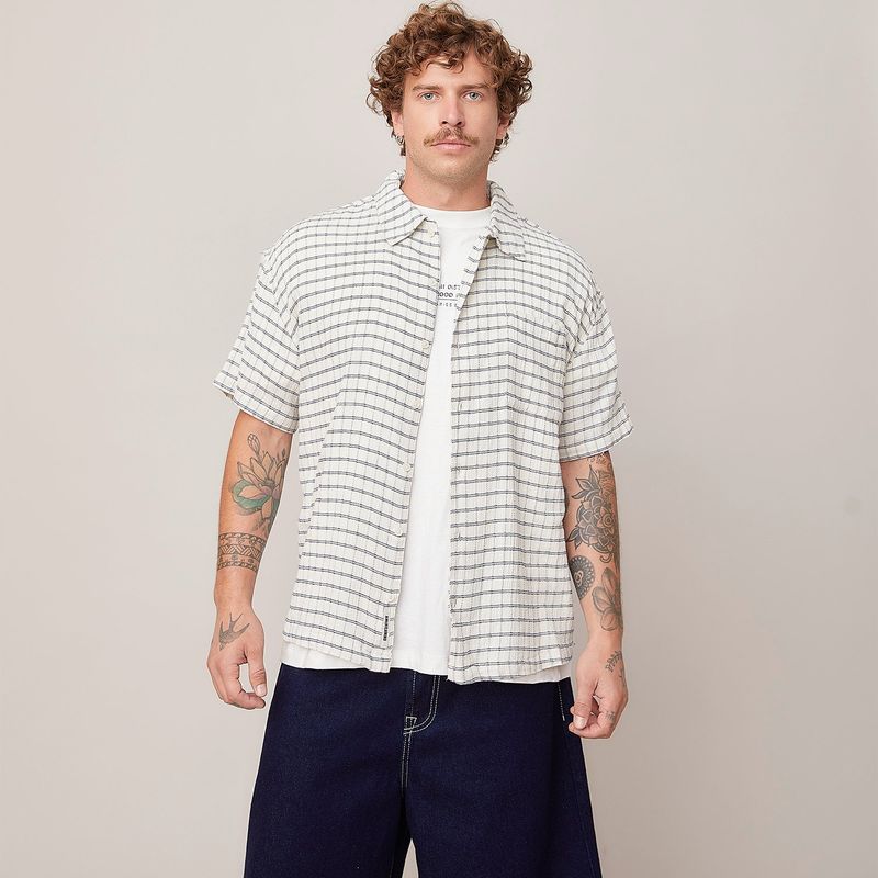 AMERICANINO - Camisa Casual Americanino Cuadros Manga Corta Algodón Hombre