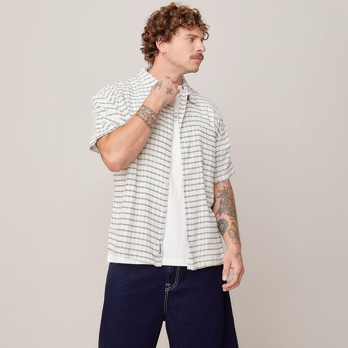 AMERICANINO - Camisa Casual Americanino Cuadros Manga Corta Algodón Hombre