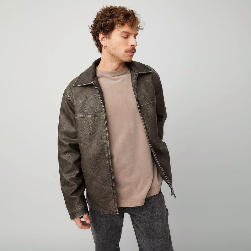 AMERICANINO - Chaqueta Casual De Cuero Americanino Hombre