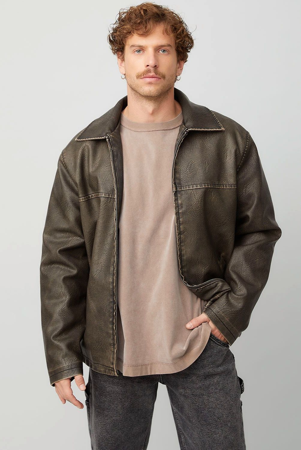 AMERICANINO - Chaqueta Casual De Cuero Americanino Hombre