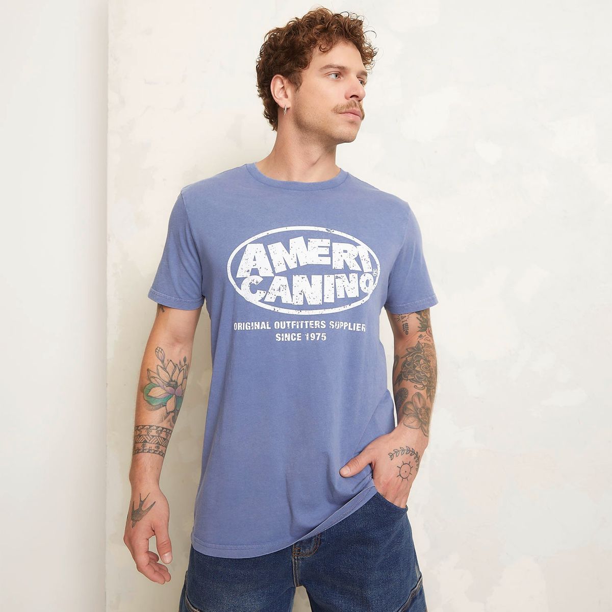 AMERICANINO - Polera Americanino Estampada Manga Corta Hombre Algodón