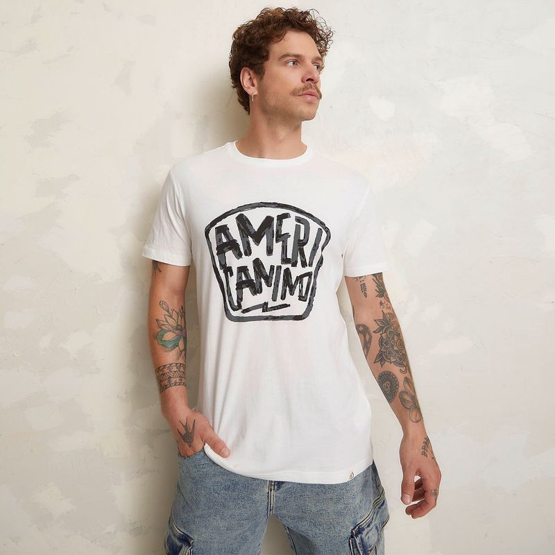 AMERICANINO - Polera Americanino Estampada Manga Corta Hombre Algodón