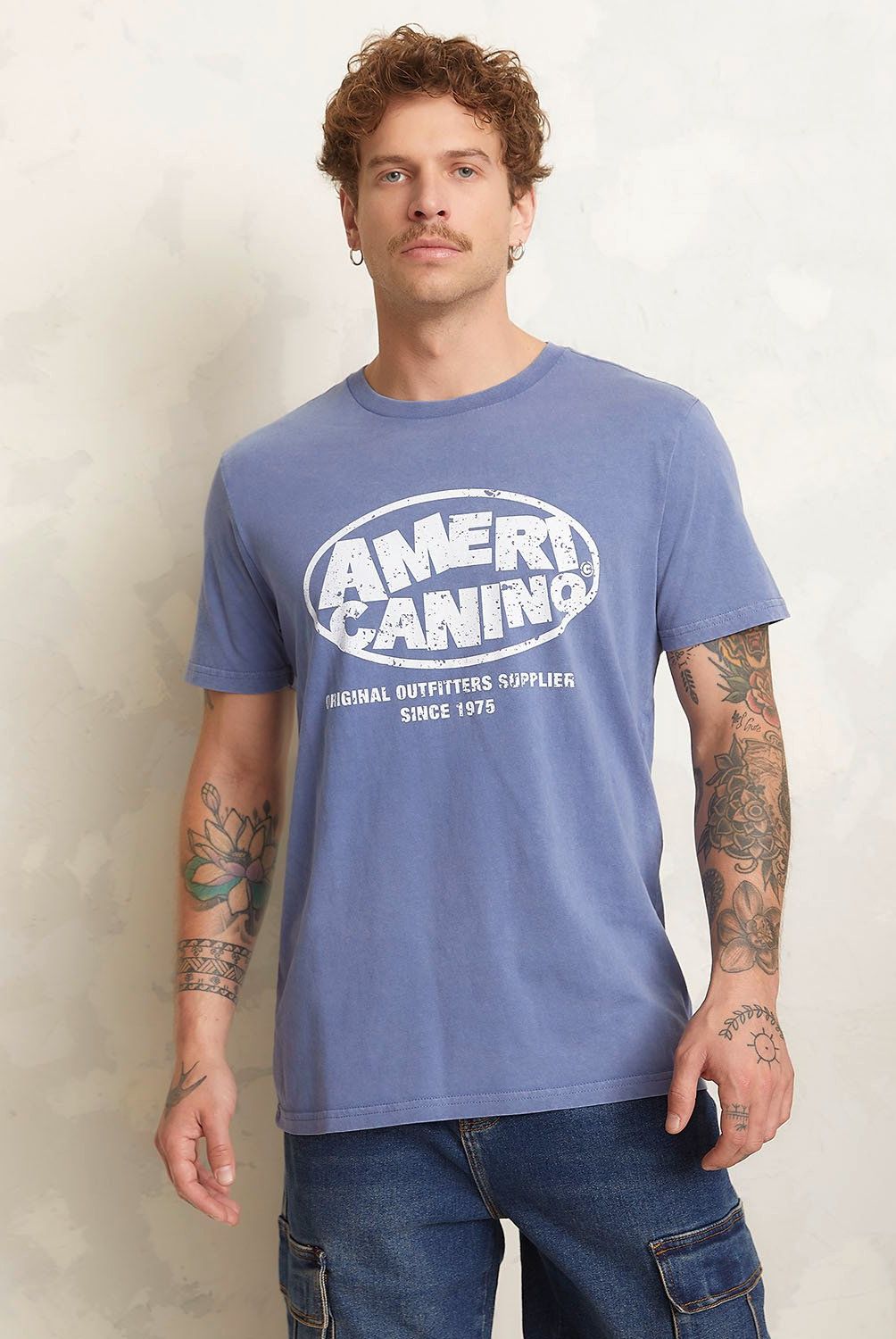AMERICANINO - Polera Americanino Estampada Manga Corta Hombre Algodón