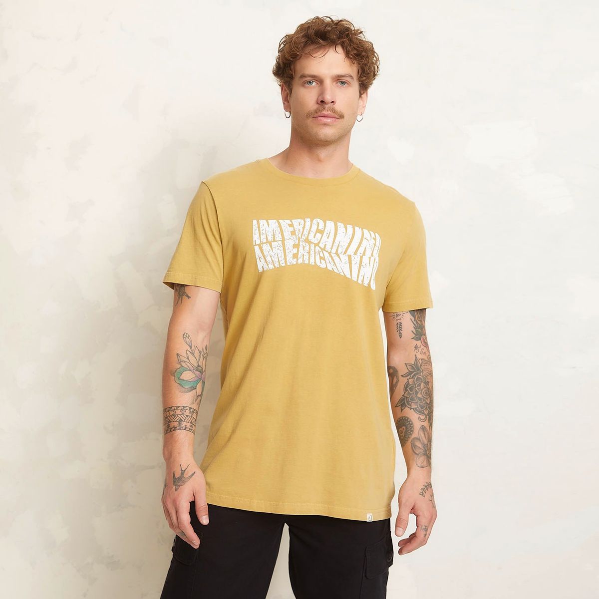 AMERICANINO - Polera Americanino Estampada Manga Corta Hombre Algodón