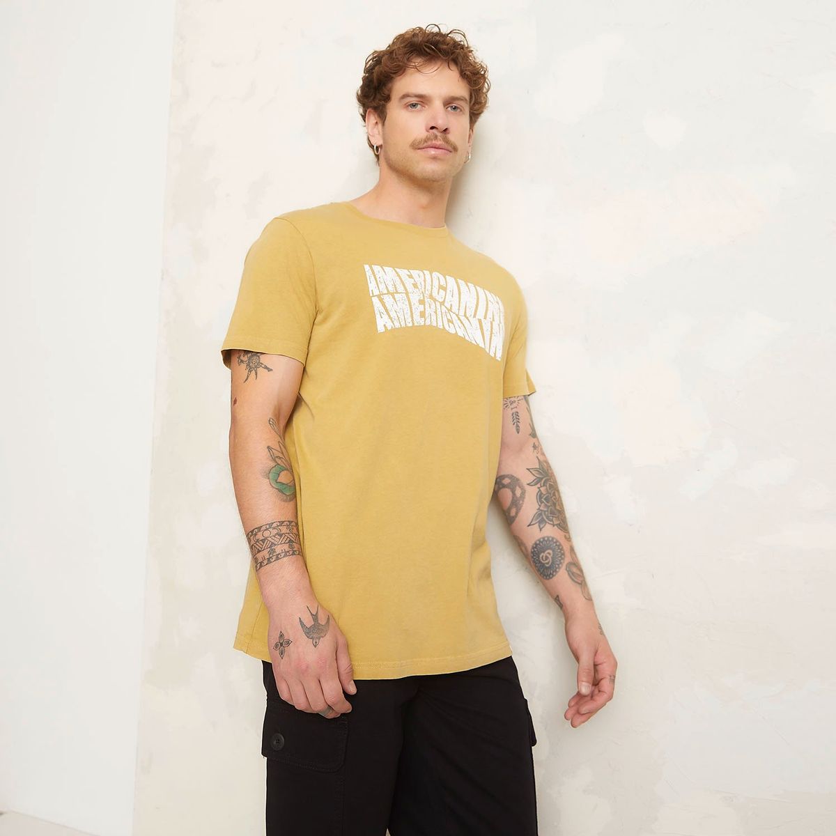 AMERICANINO - Polera Americanino Estampada Manga Corta Hombre Algodón