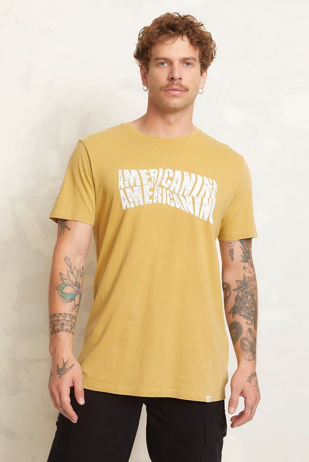 AMERICANINO - Polera Americanino Estampada Manga Corta Hombre Algodón