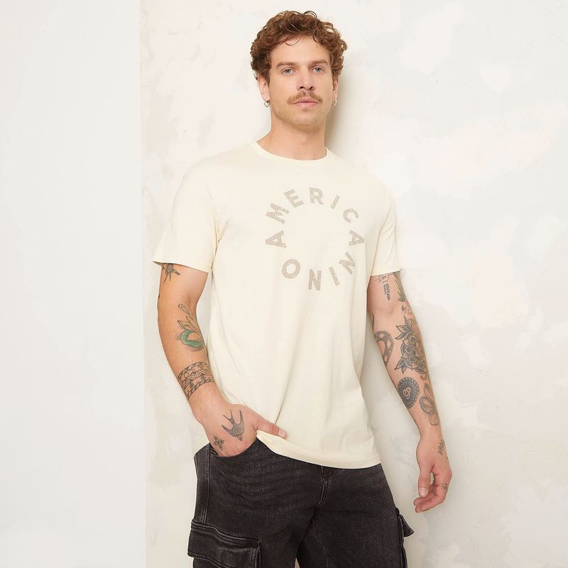 AMERICANINO - Polera Americanino Estampada Manga Corta Hombre Algodón
