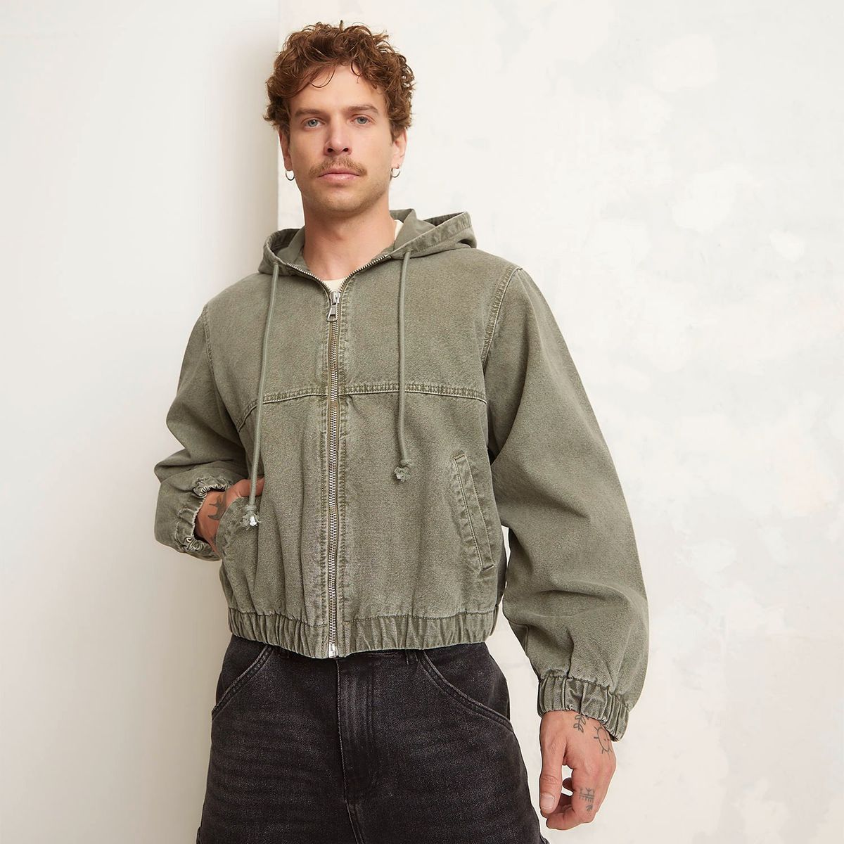 AMERICANINO - Chaqueta Denim Americanino Jaspeada Con Gorro Hombre Algodón