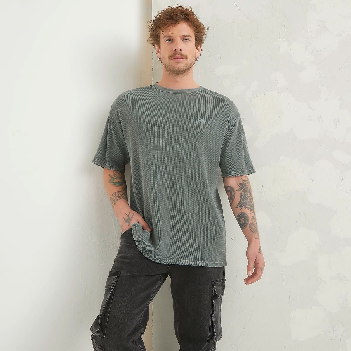 AMERICANINO - Polera Americanino Manga Corta Waffle Algodón Hombre