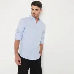 BASEMENT - Camisa Manga Larga Oxford Algodón Slim Fit Hombre