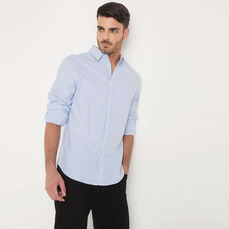BASEMENT - Camisa Oxford Hombre Basement Algodón Manga Larga Slim Fit