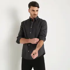 BASEMENT - Camisa Manga Larga Oxford Algodón Slim Fit Hombre